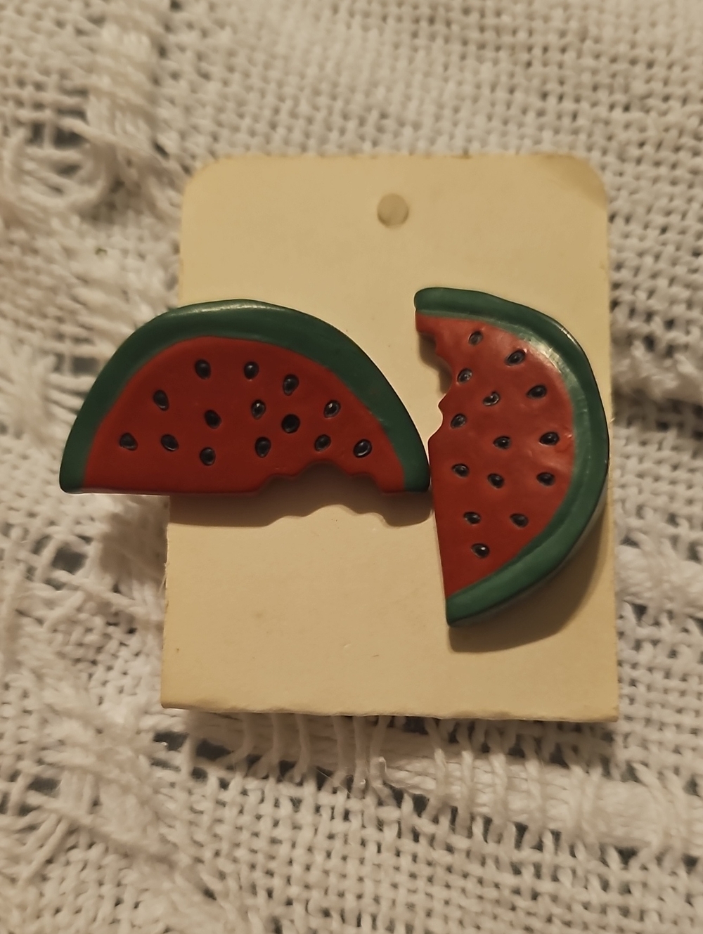Vintage Watermelon earrings Jewelry Summer Festive Fruit Red & Green
